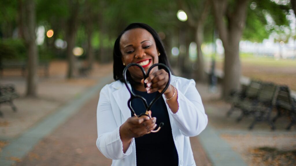 Healthcare professional outdoors