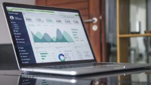 Laptop showing analytics on a table
