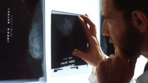 Clinician holding a tablet